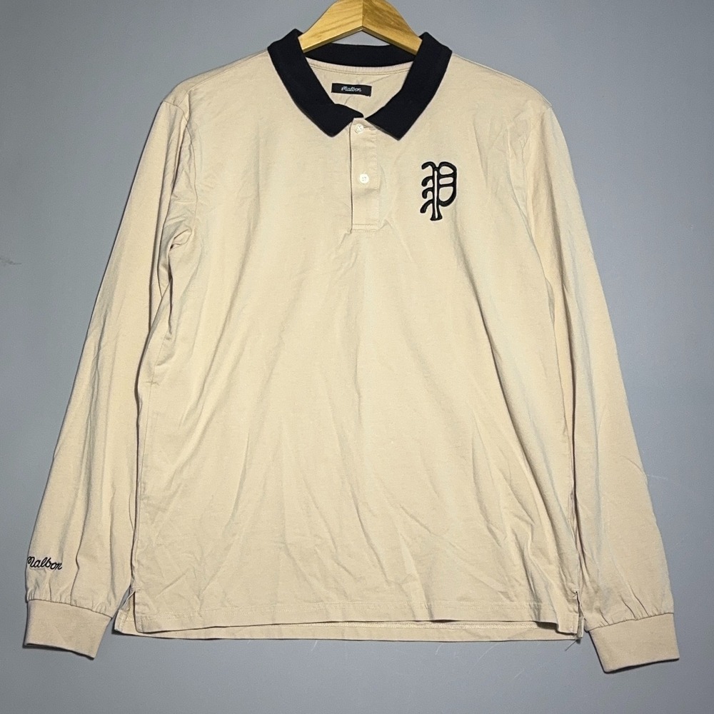 Malbon Golf Long Sleeve Polo Shirt Mens Size Medium Parful Rugby Embroidered